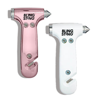 blingsting.com Car Safety Blush Pink + White Car Escape Hammer & Glass Window Breaker | 2 Pack