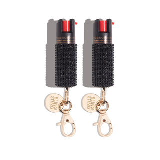 blingsting.com Safety Keychain Black Rhinestone Rhinestones Pepper Spray | 2 Pack