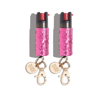 blingsting.com Safety Keychain Pink Glitter Glitter Pepper Spray | 2 Pack