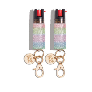 blingsting.com Safety Keychain Rainbow Glitter Glitter Pepper Spray | 2 Pack