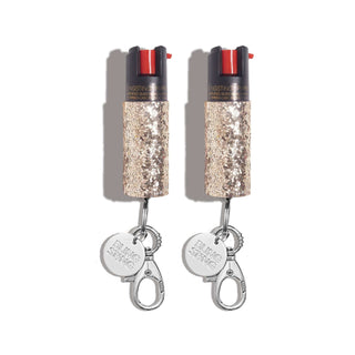 blingsting.com Safety Keychain Rose Gold Glitter Glitter Pepper Spray | 2 Pack