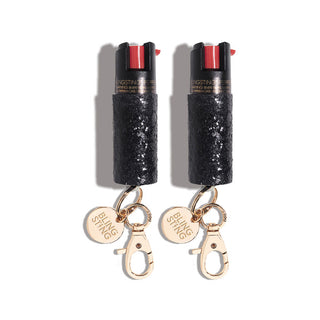 blingsting.com Safety Keychain Black Glitter Glitter Pepper Spray | 2 Pack