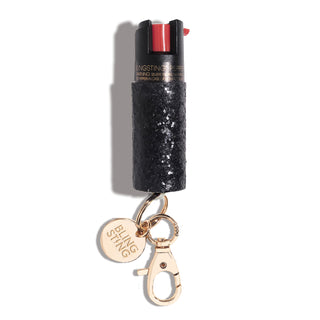 blingsting.com Safety Keychain Black Glitter Glitter Pepper Sprays