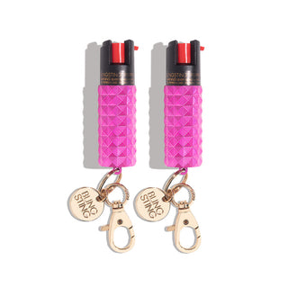 blingsting.com Safety Keychain Hot Pink Studded Pepper Spray | 2 Pack