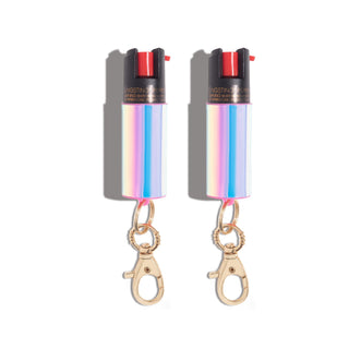 blingsting.com Safety Keychain Iridescent Holographic Pepper Spray | 2 Pack