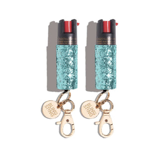 blingsting.com Safety Keychain Mint Glitter Glitter Pepper Spray | 2 Pack