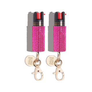 blingsting.com Safety Keychain Pink Rhinestone Rhinestones Pepper Spray | 2 Pack