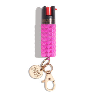 blingsting.com Safety Keychain Pink Stud Studded Pepper Sprays