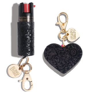 blingsting.com Safety Keychain Set Black Glitter Self Defense Duo