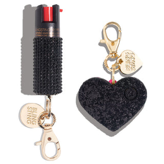 blingsting.com Safety Keychain Set Black Rhinestone Self Defense Duo