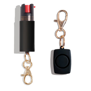 blingsting.com Safety Keychain Set Black Soft Touch Self Defense Duo