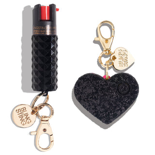 blingsting.com Safety Keychain Set Black Stud Self Defense Duo
