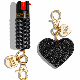blingsting.com Safety Keychain Set Black Stud Self Defense Duo