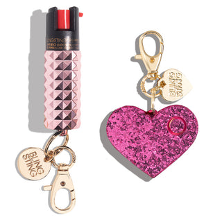 blingsting.com Safety Keychain Set Blush Pink Stud Self Defense Duo