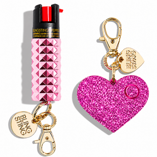 blingsting.com Safety Keychain Set Blush Pink Stud Self Defense Duo