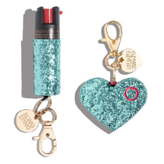 blingsting.com Safety Keychain Set Mint Glitter Self Defense Duo