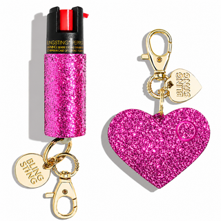 blingsting.com Safety Keychain Set Pink Glitter Self Defense Duo