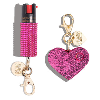 blingsting.com Safety Keychain Set Pink Rhinestone Self Defense Duo