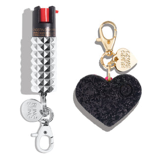 blingsting.com Safety Keychain Set Silver Stud Self Defense Duo