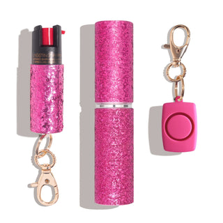 blingsting.com Safety Keychain Set Urban Girl 3-in-1 Self Defense Set - With Soft Touch Mini Safety Alarm - Pink