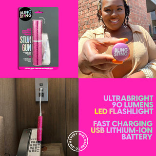 blingsting.com Safety Keychain Set Urban Girl 3-in-1 Self Defense Set - With Soft Touch Mini Safety Alarm - Pink