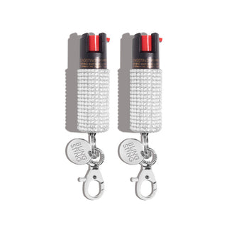 blingsting.com Safety Keychain Silver Rhinestone Rhinestones Pepper Spray | 2 Pack