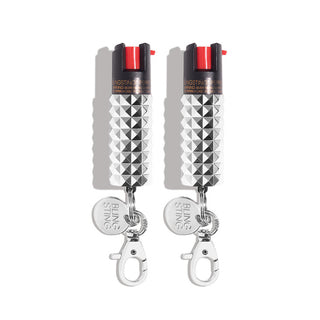 blingsting.com Safety Keychain Silver Studded Pepper Spray | 2 Pack