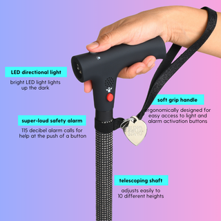 blingsting.com Walking Cane Personal Safety Cane | Mink Rhinestone